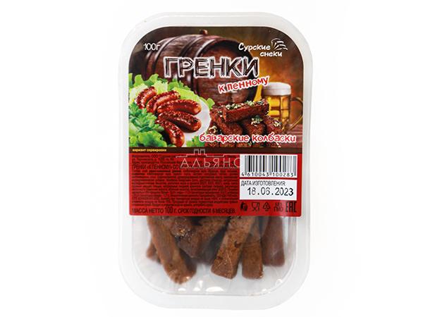Сурские гренки Баварские колбаски (100 гр) в Малаховке